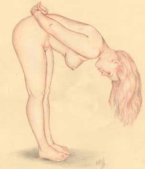 Illustration of Gorean Hair Slave Position